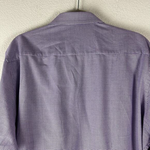 Ted Baker Endurance Shirt Mens 17 34/35 Purple Print Button Up Purple Flip Cuff - Picture 10 of 11